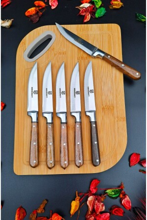 Steak Meat Kitchen Fruit Vegetable Knife Set and Presentation Salad Cutting Board 7 Dowry Set mrssttorre158 - SWENCRAFT