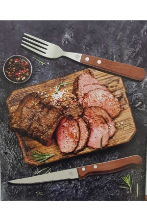 Steak Set of 2 Fork and Knife with Wooden Handle - Rooc