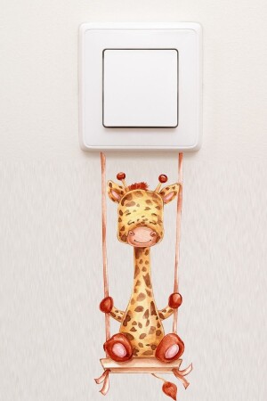 - Steckdose – Giraffe auf der Schaukel, dekorativer Steckdosenaufkleber für das Kinderzimmer – Sim778 - Sim Tasarım