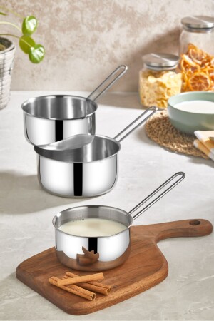 Steel 3 Piece Kacerola Sauce Bowl Milk Bowl 12 Cm - 14 Cm - 16 Cm 140140 - Zagori