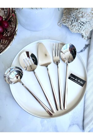 Steel 5 Piece Dali Luxury Serving Set TR5021 - CASA DE BELLA