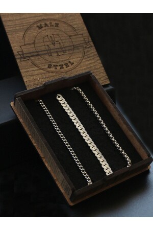 Steel Bracelet Set Tarnish Resistant with Special Box - Dukkanka
