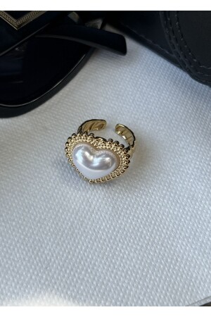 STEEL GOLD COLOR, HEART DETAIL RING dop14509527igo - KİLİGİSTANBUL