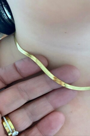 Steel Italian Chain Gold Plated Necklace - 45cm - Dlk Taki