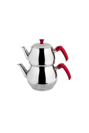 Steel Medium Size Teapot with Strainer Red Handle Teapot ECO-0101O - DORA