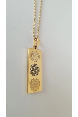 Steel Necklace with Number Sequence and Seal of Solomon - Flower of Life and Sri Yantra Symbol - Anatolia