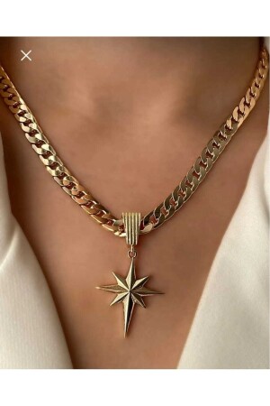 Steel Pole Star Necklace Gold - Lizabutik
