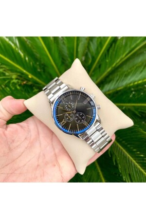 Steel Silver Strap Black Dial Men's Wristwatch 4644449 - ÇENÇEN