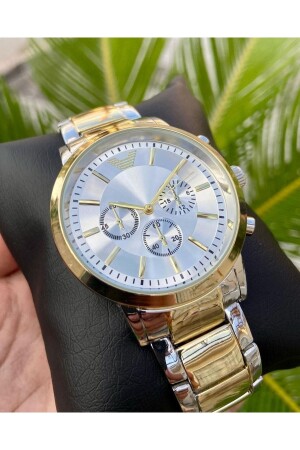 Steel Strap Gold - Silver Two Color Men's Wristwatch ÇENÇEN01002 - ÇENÇEN