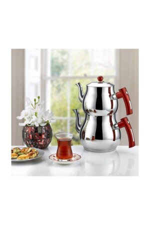 Steel Teapot Coral Small Size Red EMRINTER67 - İnter
