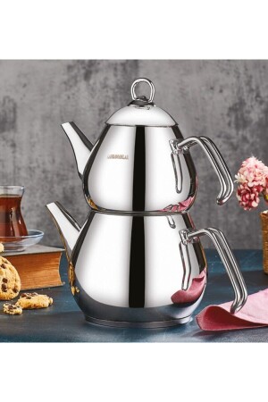 Steel Teapot Elite Platinum Medium Size 1032-g 1032-P-KM - Kahramanlar