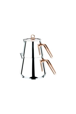 Steel Teapot - Medium Size - Metal-copper Handle - Glass Lid vrdhome-ad-0023 - Akdeniz