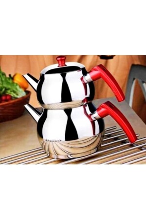 Steel Teapot Set Sphere Medium Size 2 Lids with Strainer Elite17 - ELİTİZ