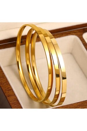 Steel Thick Ajda Bracelet Tarnish Resistant 3 Pieces (19-22CM) (2 YEARS IMPORTER GUARANTEE) - İnn Jewellery