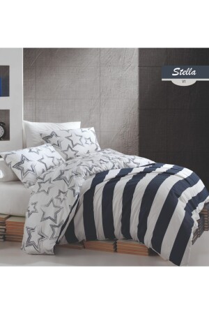 Stella King Size Quilted Duvet Cover Set 4 Seasons Set 100% Cotton Ranforce Fabric - Majoli