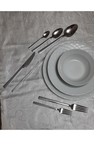 Stick 84 Piece Spoon Fork Knife Set for 12 People 44 - Kardelen