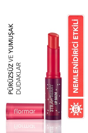 Stick Tinted Lip Moisturizer with Shea and Cocoa Butter - Lip Balm -003 STRAWBERRY-8690604555383 - Flormar