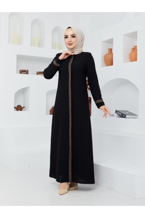 Stilvolle, hochwertige, elegante Abaya mit Steinstickerei an Ärmeln und Länge - Sarial Giyim