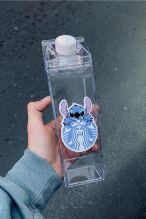 Stitch Water Bottle 500ml Mica Milk Box Designed Water Coffee Beverage Bottle Hello Kitty Starbucks Matara Yushi-MATARA-STITCH - Namgo