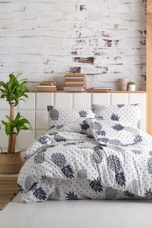 Stk Duvet Cover Set Double Printed Night Combination Pineapple White Ep-022704 - Enlora Home