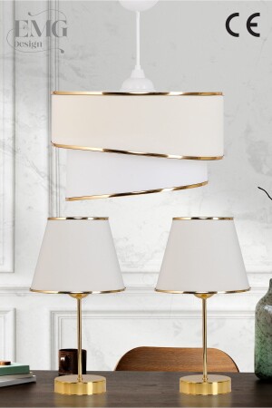 Stoff Galaxy Modern Cake Einzel- und 2-teiliges goldenes Lampenschirm-Set - Emg Design