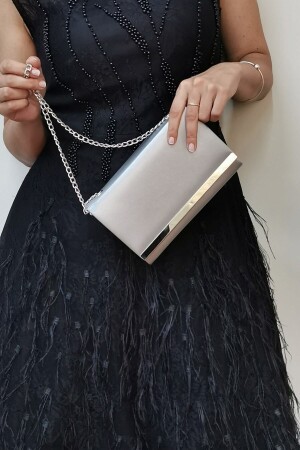 Stoff Silber Abendkleid Damen Clutch Portfolio Tasche - Nazart