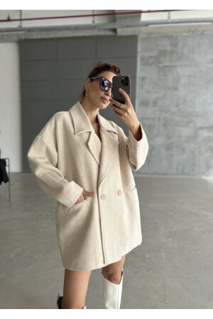 stone 1. Premium Quality Herringbone Oversize Cashmere Coat - Laluvia