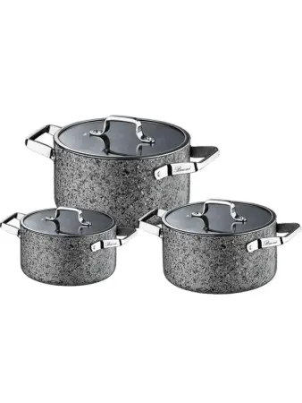 Stone-Age 6-Piece Scratch-Resistant, Non-Stick, Induction Midi Cookware Set (16 cm, 18 cm, 20 cm) - BRIONI