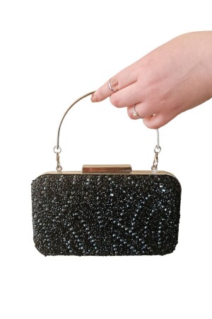 Stone Evening Dress Bag Small Size with Handle and Shoulder Strap - Moldiva