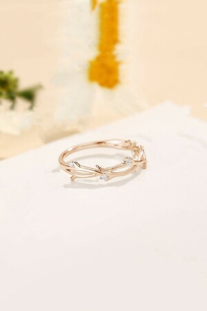 Stone Ivy Branch Model 14 K Rose Gold Plated Adjustable Women's Ring - Sahira Jewelry