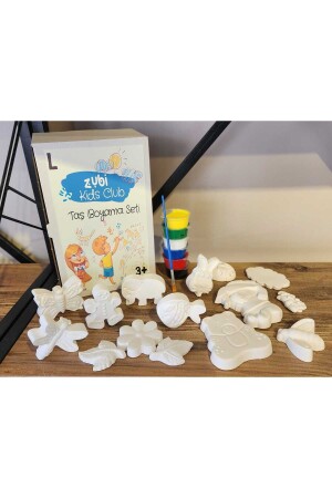 Stone Painting Set 15 Pieces Intelligence Developing Acrylic Painted Activity Set for Children Over 3 Years Old L - HEİGMANN