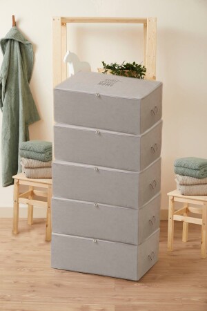 Storage Bags 5-Piece Large Size Gray Color Under Base Storage Quilt Dowry Interlining Storage Organizer ~ size: 5x(62x46x22) - Renklibebek