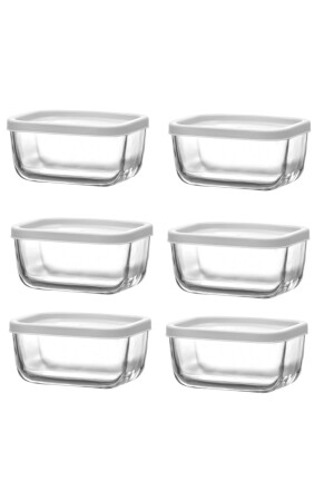 Storage Container Glass Breakfast Set 6 Pieces - Storage Set 405 Cc White lvcub235-3 - Lav