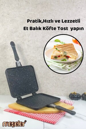 Stovetop Granite Casting Hand Toaster And Multi-Purpose Grill Pan Black mslr0013 - MEŞELER