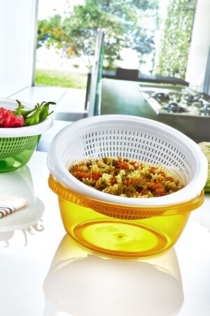 Strainer Container 4200 ml Basin Strainer & Pasta Strainer & Vegetable Fruit Washing Strainer - Emofom