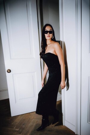 Strapless Long Silvery Dress E15227-n12 - Addax