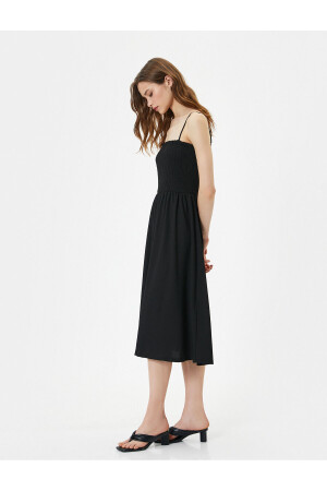 Strappy Midi Dress Gimped Square Neck - Koton