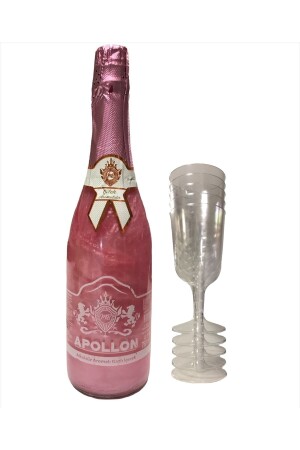 Strawberry Flavored Non-Alcoholic Champagne Bride To Be Party Drink Pink Cocktail 750ml with Glass - Happyland