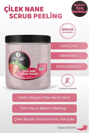Strawberry & Mint Flavored Revitalizing & Softening Hand, Foot and Body Care Peeling 800gr STRAWBERRYMINTPEELING800GR - Smoothly