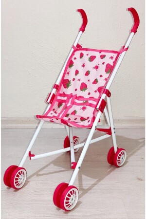 Strawberry Patterned Toy Metal Stroller Walking Stick Baby Stroller Red-white Patterned - Brother Toys