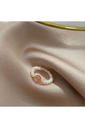Strawberry Quartz Stone Ring with Real Sand Pearl - Hazeran Accessories