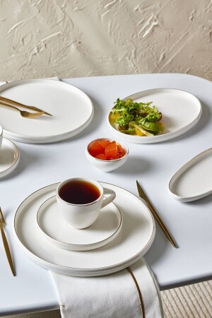 Streamline Sunset 34 Piece Porcelain Breakfast Serving Set for 6 Persons Gold - Karaca