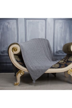 Strick-Sofa-Überwurf-Kniedecke Grau P000000363 - madame suzie