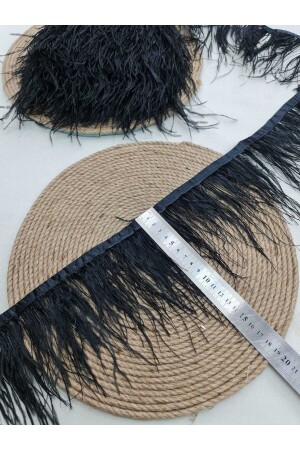 Stripe Feather Luxury Ostrich Feather Black 15 Cm - Esteks Dantel