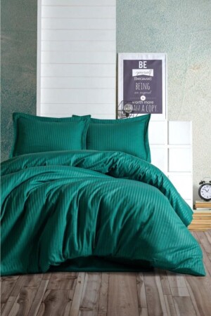 Stripe - Petrol Elegant Series Double Duvet Cover Set duvet cover tk - Cotton Box