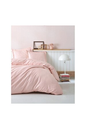 Stripe - Pudra Elegant Serisi Çift Kişilik Nevresim Takımı CTN-EGT-STP-STN-Ç.K-N.T-Pudra - Cotton Box