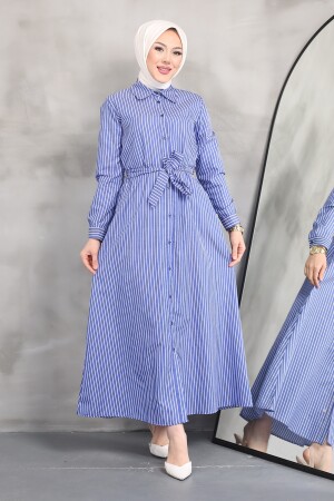 Striped Belted Summer Dress with Hidden Pockets - Maystore