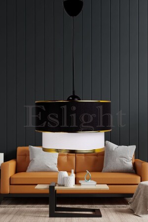 Striped Black-gold Single Pendant Lamp Chandelier E105 ES-SRT12 - Eslight