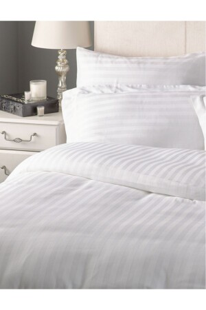 Striped Cotton Satin Double Duvet Cover Set NK100880 - Nakkısh