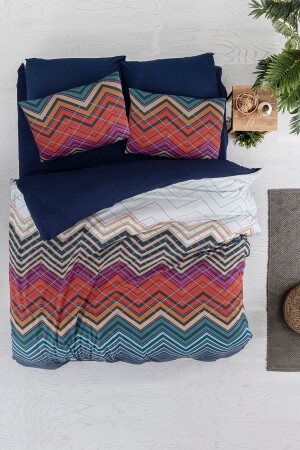 Striped Double Duvet Cover Set 100% Cotton 1073 - BONJARDİNHOME